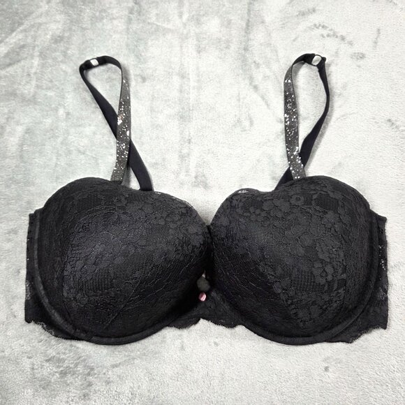 Victorias Secret Dream Angels Bra 44DD Twinkle Rhinestone Strap Lace Push Up - Picture 1 of 8